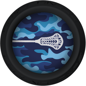 Blue Camo Lacrosse Stick Black End Cap