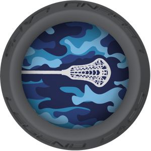 Blue Camo Lacrosse Stick Black End Cap