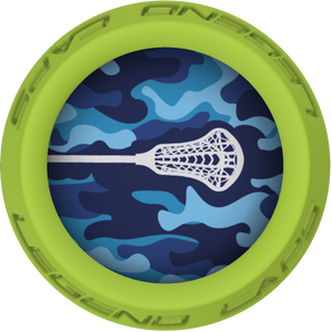 Blue Camo Lacrosse Stick Lime End Cap