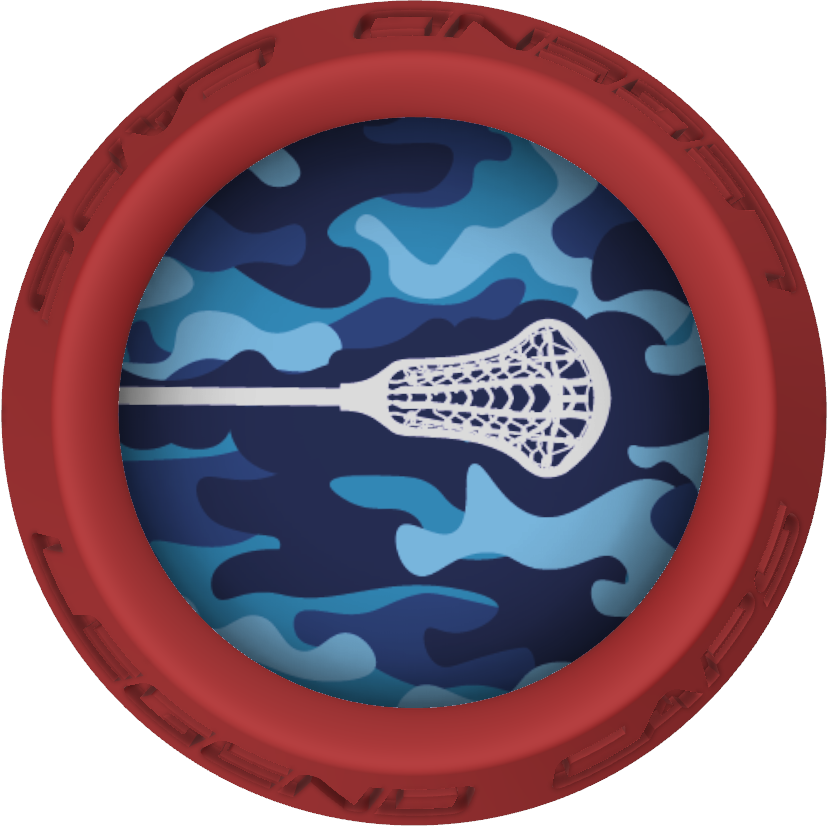 Blue Camo Lacrosse Stick Red End Cap